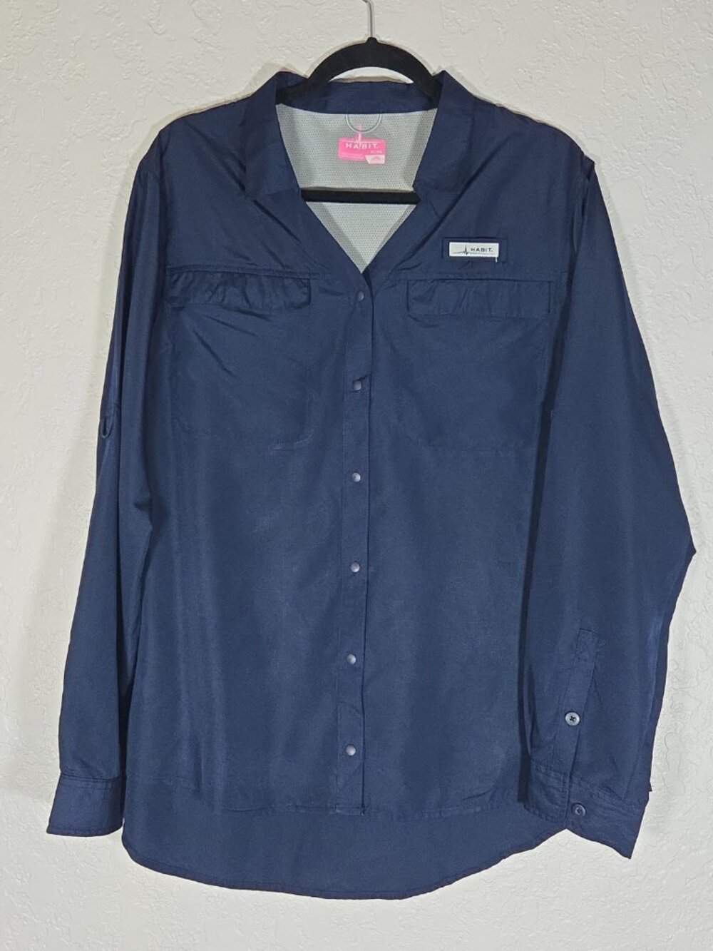 HABIT Women's Long Sleeve Fishing Shirt Pokets Snap Button  XL V Neck